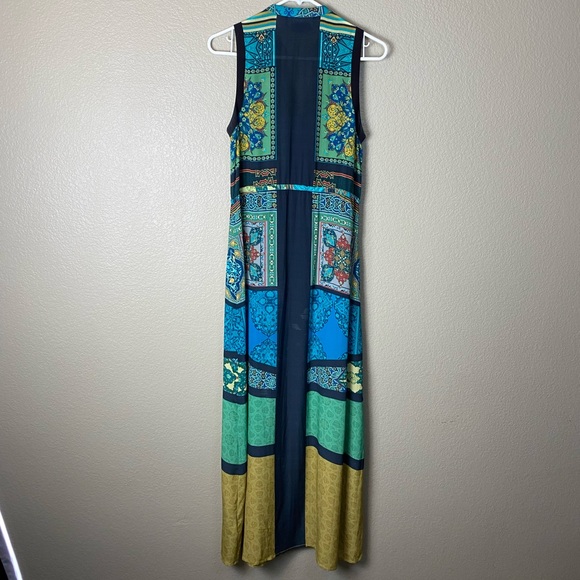 Hemant & Nandita 100% Silk Sequin Embellishments Boho Maxi Dress - Picture 5 of 14